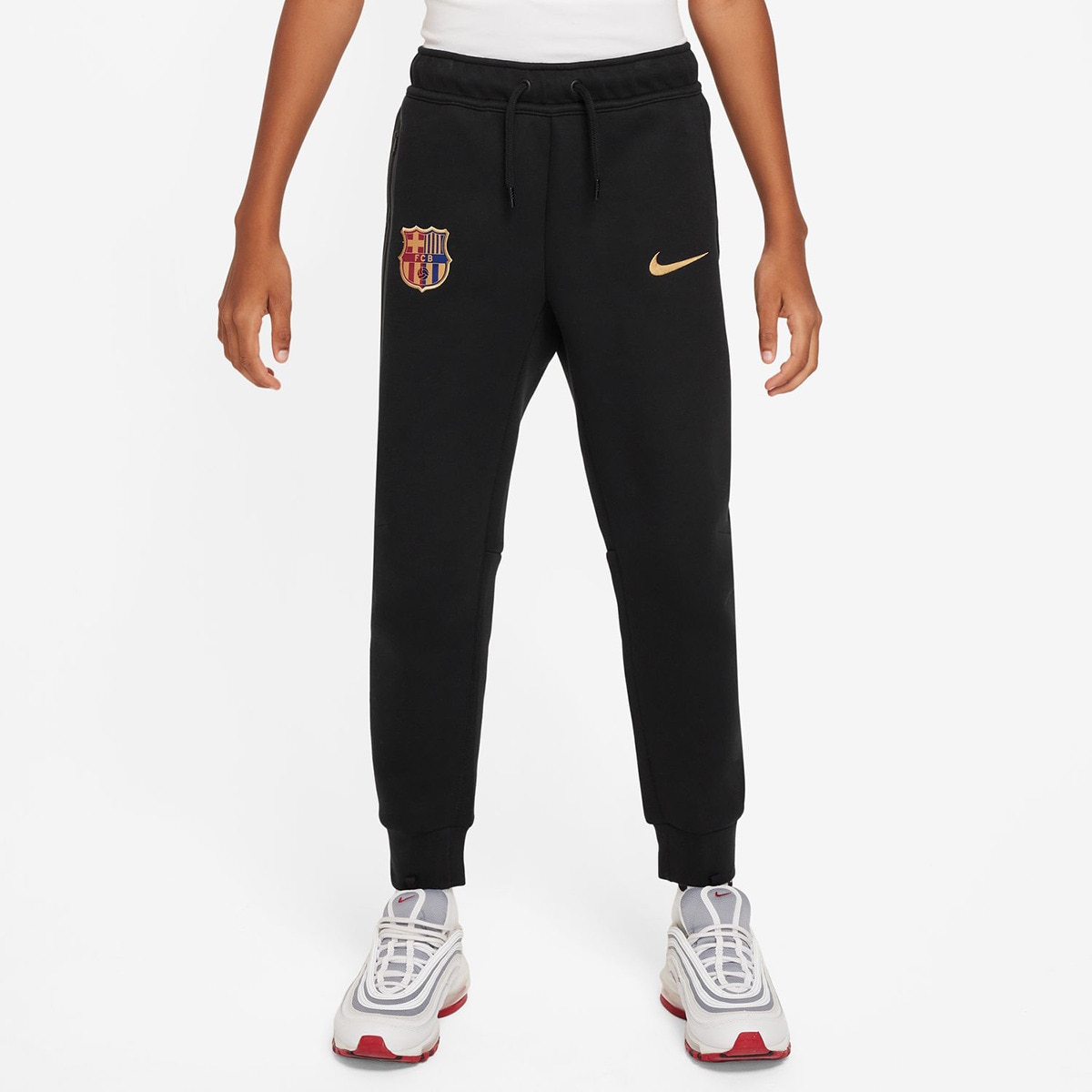 Calças de Criança FC Barcelona 2024-2025 Tech Fleece Preto-1
