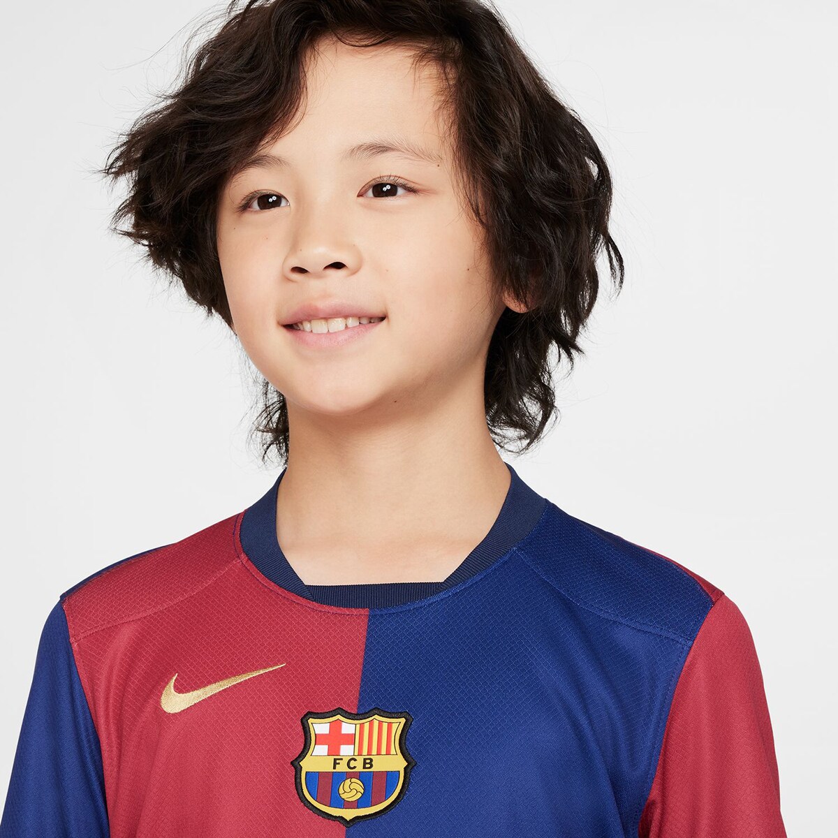 T-shirt de Criança 1.º Equipamento FC Barcelona 2024-2025 Stadium Azul / Grená-3