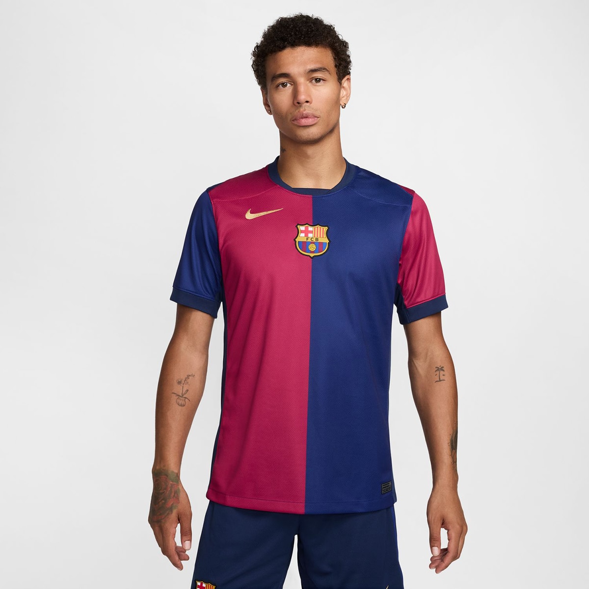 T-shirt de Homem 1.º Equipamento FC Barcelona 2024-2025 Stadium Azul-1