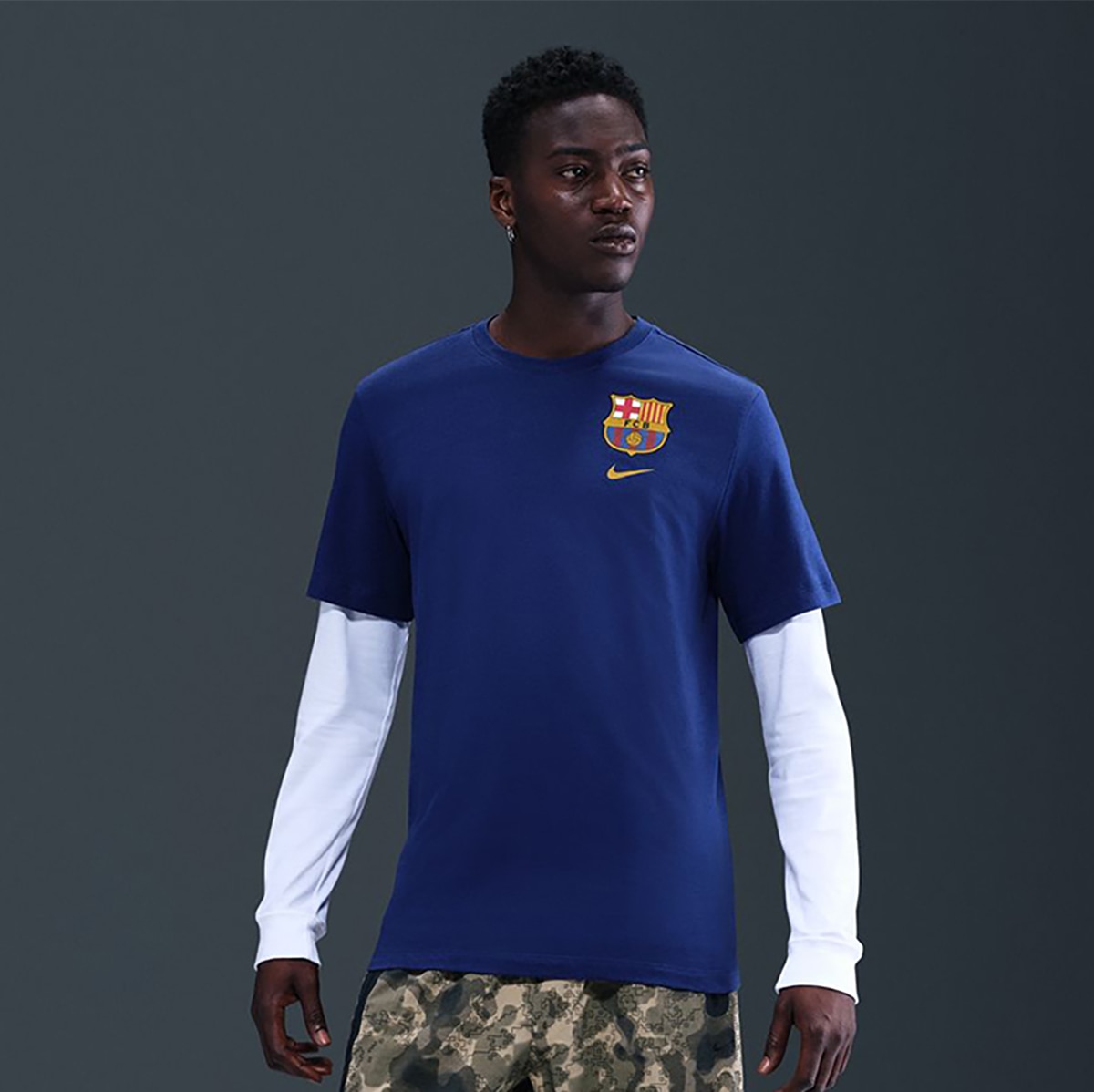 T-shirt de Homem FC Barcelona 2025-2026 Crew Azul-1