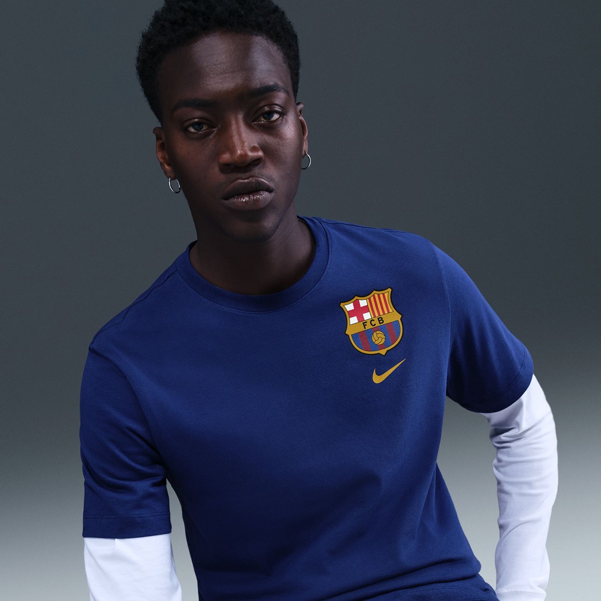 T-shirt de Homem FC Barcelona 2025-2026 Crew Azul-3
