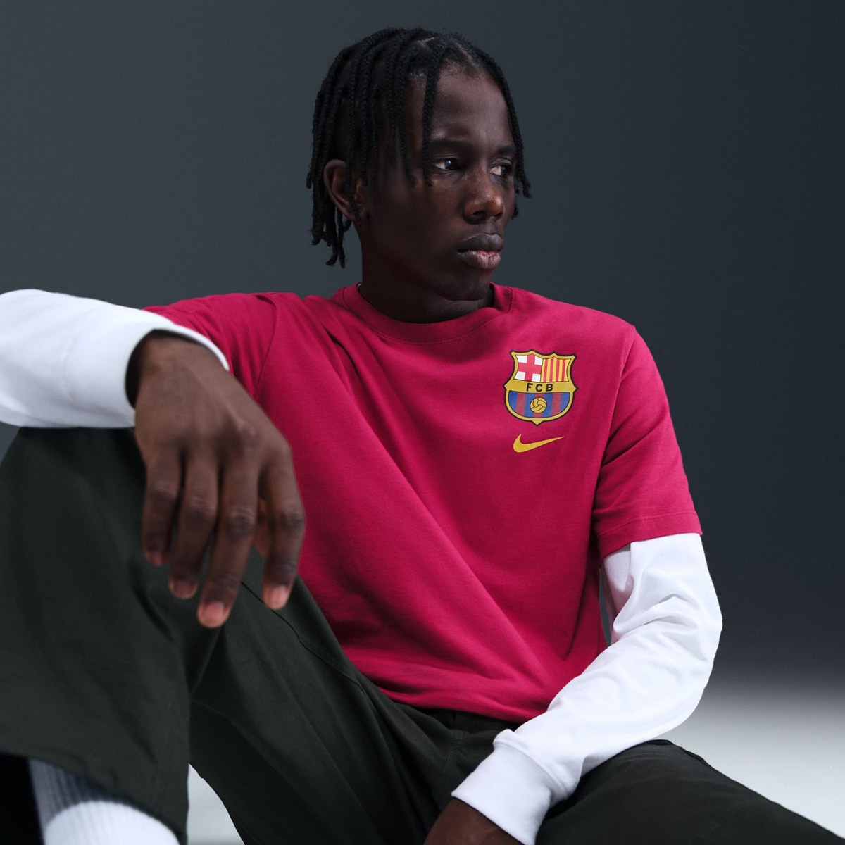 T-shirt de Homem FC Barcelona 2025-2026 Crew Vermelho-2