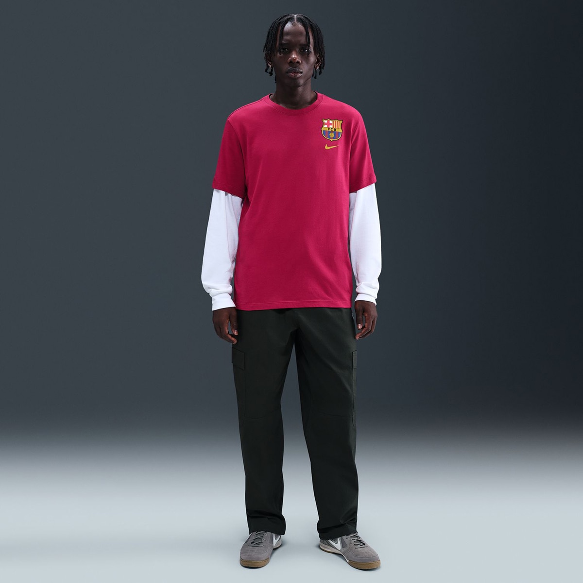 T-shirt de Homem FC Barcelona 2025-2026 Crew Vermelho-4