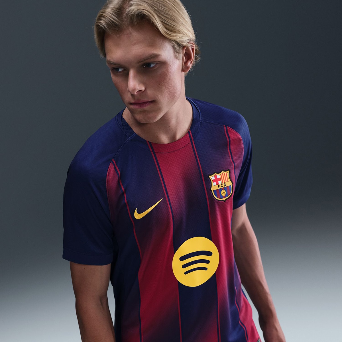 T-shirt de Homem 1.º Equipamento FC Barcelona 2025-2026 Stadium Azul / Grená-5