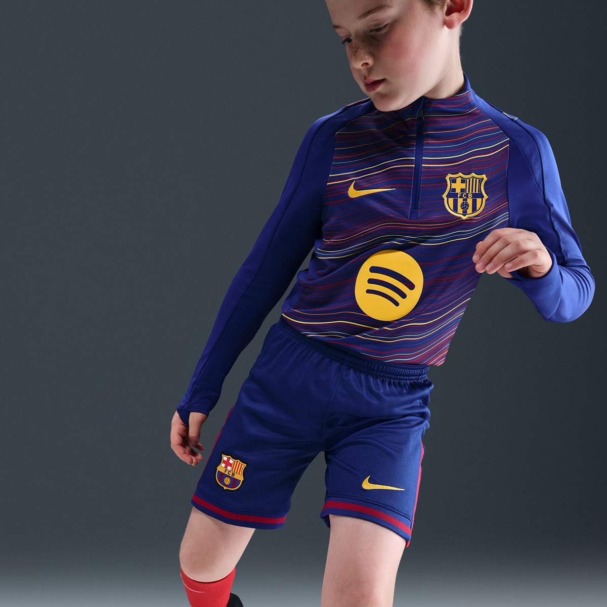 Calções de Criança 1.º Equipamento FC Barcelona 2025-2026 Stadium Azul / Grená-3