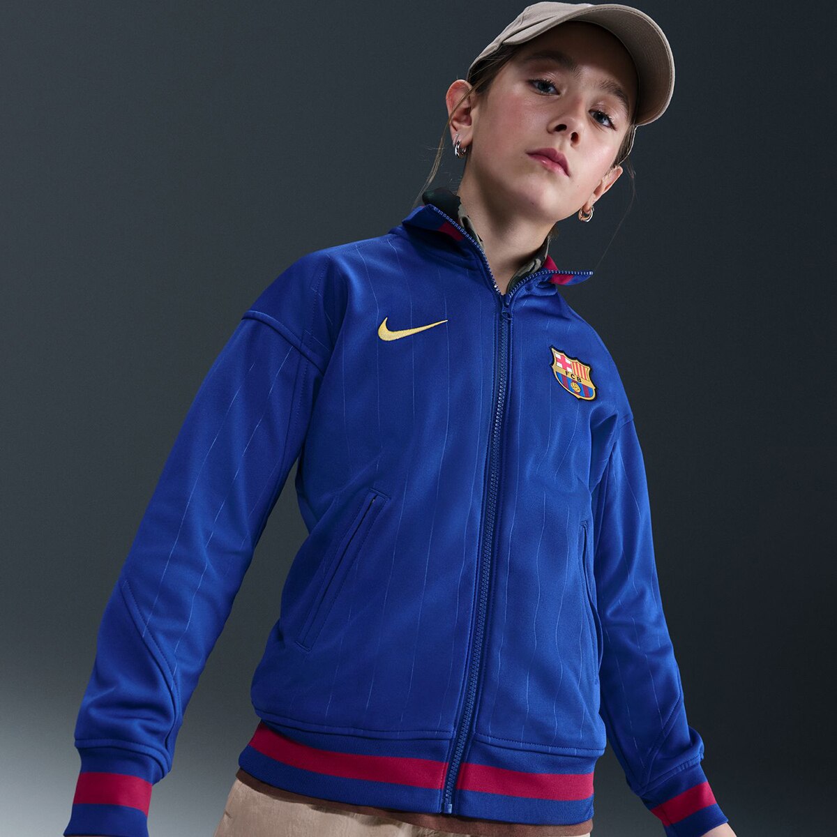Casaco de Criança FC Barcelona 2025-2026 Academy Pro Anthem Jacket Azul-1