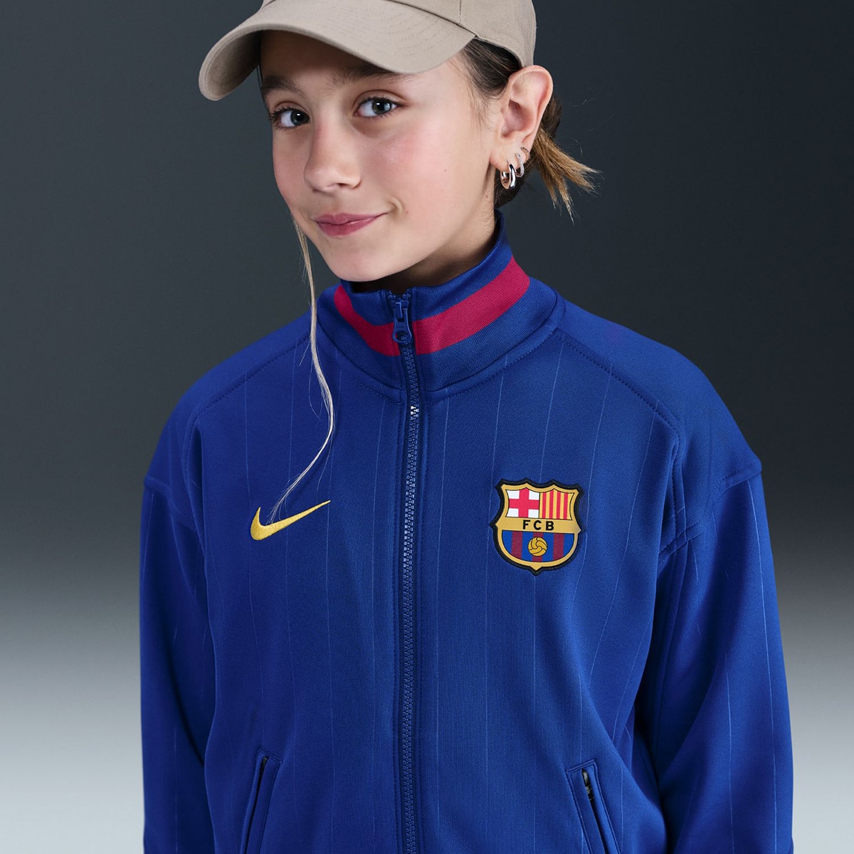 Casaco de Criança FC Barcelona 2025-2026 Academy Pro Anthem Jacket Azul-3