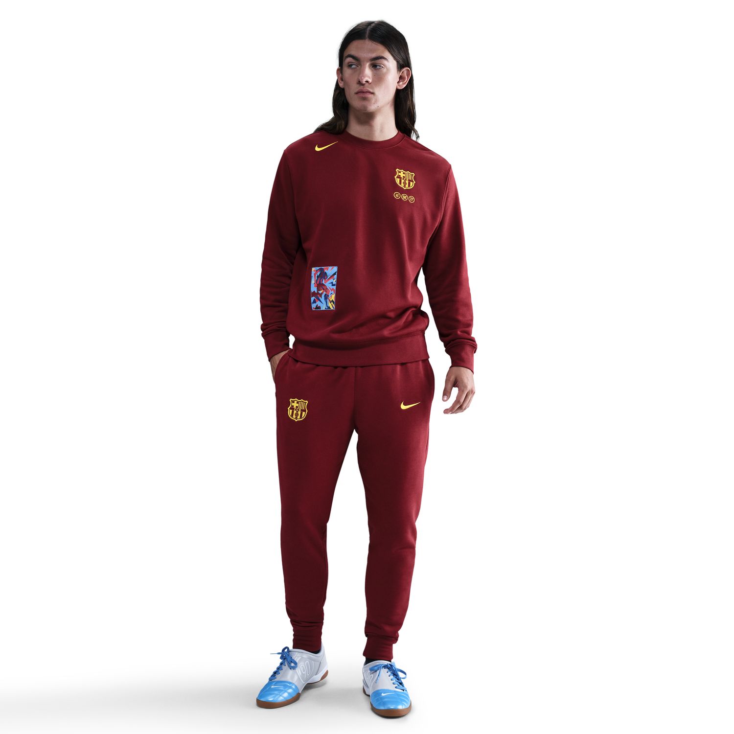 Calças de Homem FC Barcelona 2025-2026 Club Vermelho / Amarelo-3