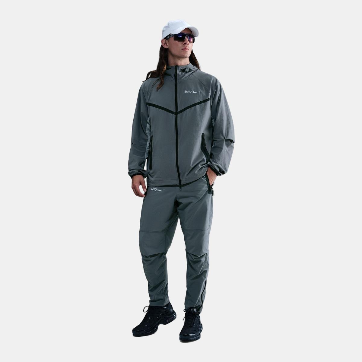 Calças de Homem FC Barcelona 2025-2026 Tech Woven Cinzento-4