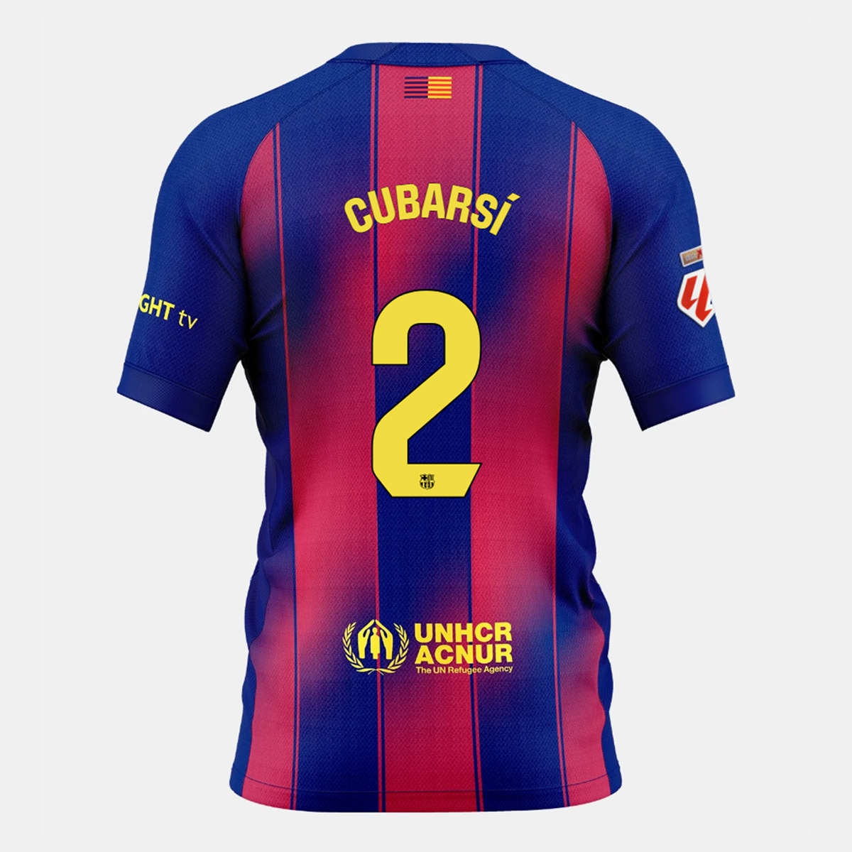 T-shirt de Criança 1.º Equipamento FC Barcelona 2025-2026 Cubarsí 2 Stadium Azul / Vermelho-1