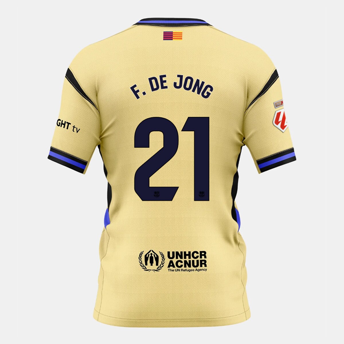 T-shirt de Criança 2.º Equipamento FC Barcelona 2025-2026 De Jong 21 Stadium Dourado-1