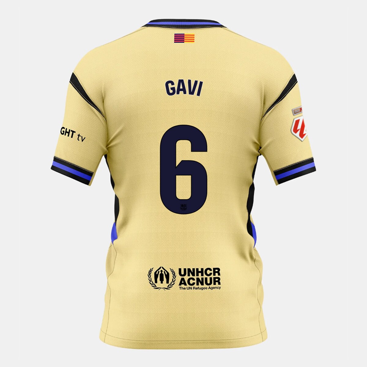 T-shirt de Homem 2.º Equipamento FC Barcelona 2025-2026 Gavi 6 Stadium Dourado-1