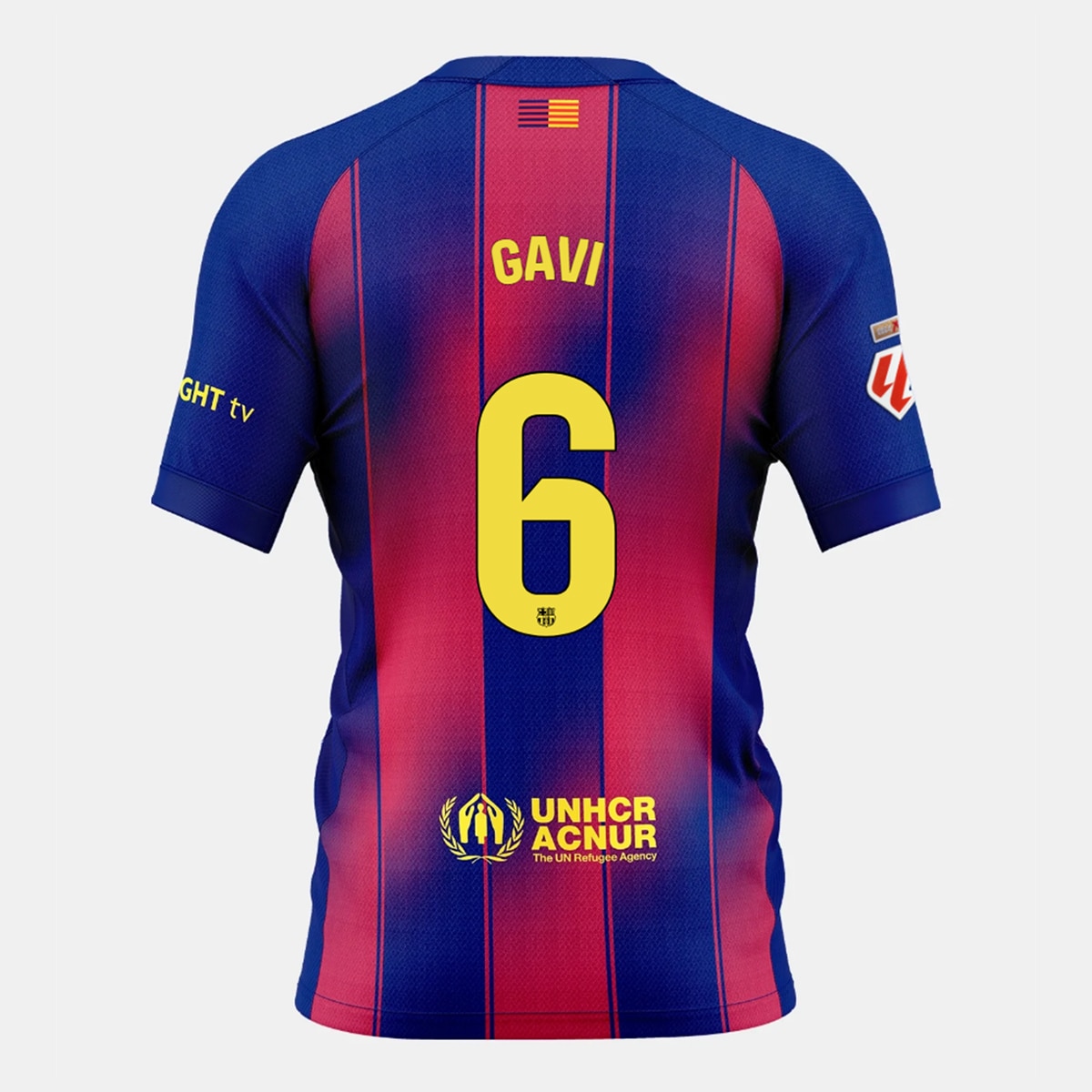 T-shirt de Criança 1.º Equipamento FC Barcelona 2025-2026 Gavi 6 Stadium Azul / Vermelho-1