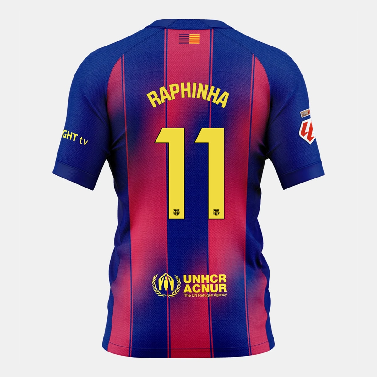 T-shirt de Homem 1.º Equipamento FC Barcelona 2025-2026 Raphinha 11 Stadium Azul / Vermelho-1