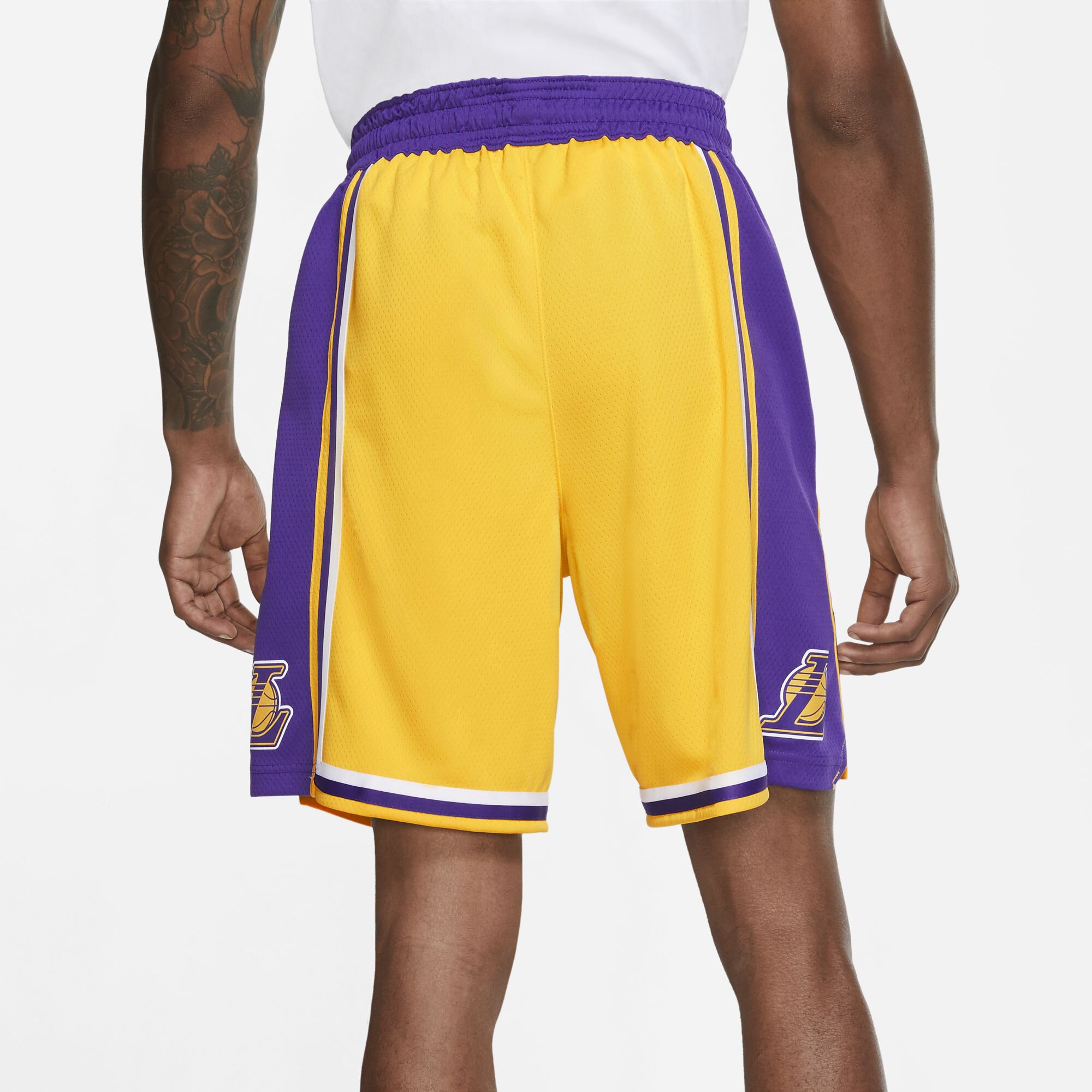 Bermudas de homem Los Angeles Lakers 2018-2019 Icon Edition Nike Amarelo-4