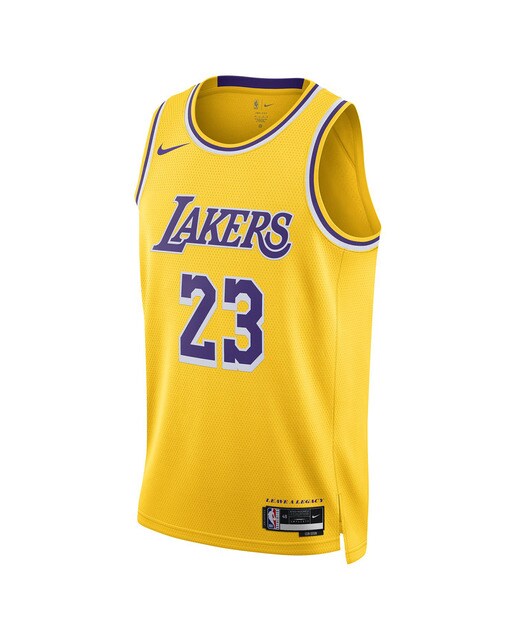 T-shirt de Homem Los Angeles Lakers 2022-2023 Icon Edition LeBron James Amarelo-1