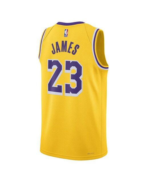 T-shirt de Homem Los Angeles Lakers 2022-2023 Icon Edition LeBron James Amarelo-2