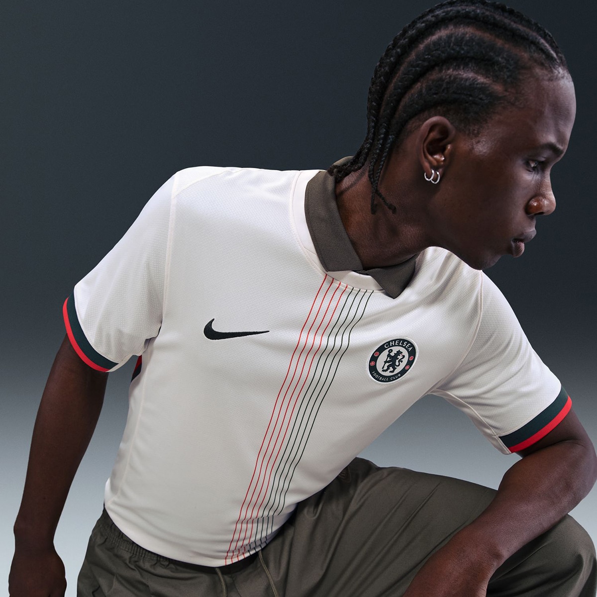 T-shirt de Homem 2.º Equipamento Chelsea FC 2025-2026 Stadium Cinzento-3