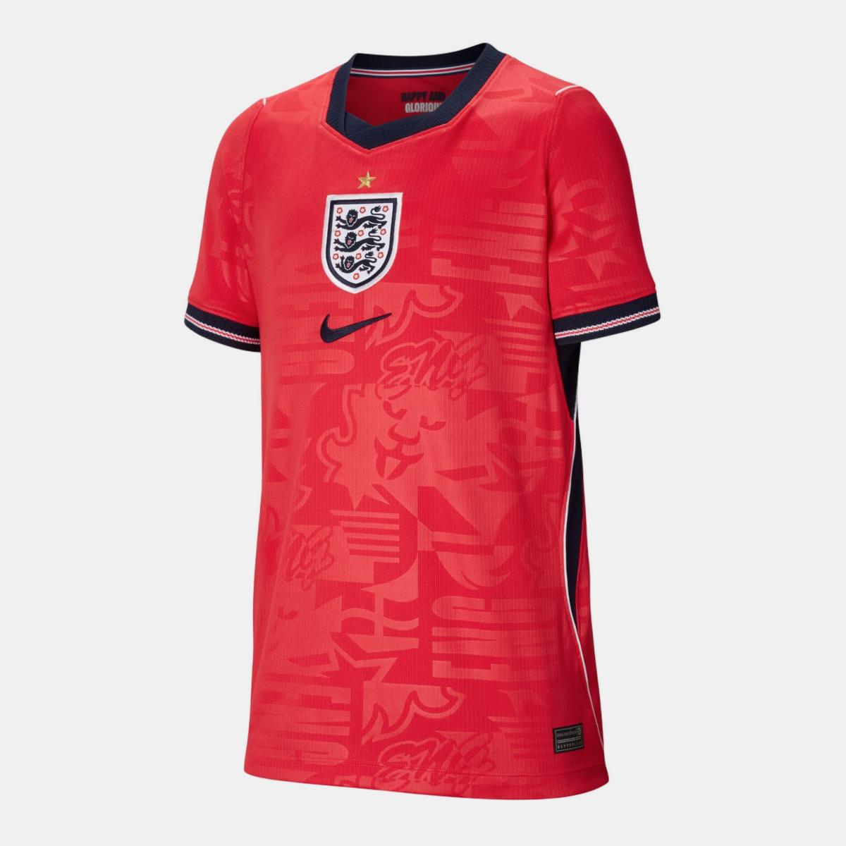 T-shirt de Criança 2.º Equipamento Inglaterra 2026 Stadium Vermelho-9