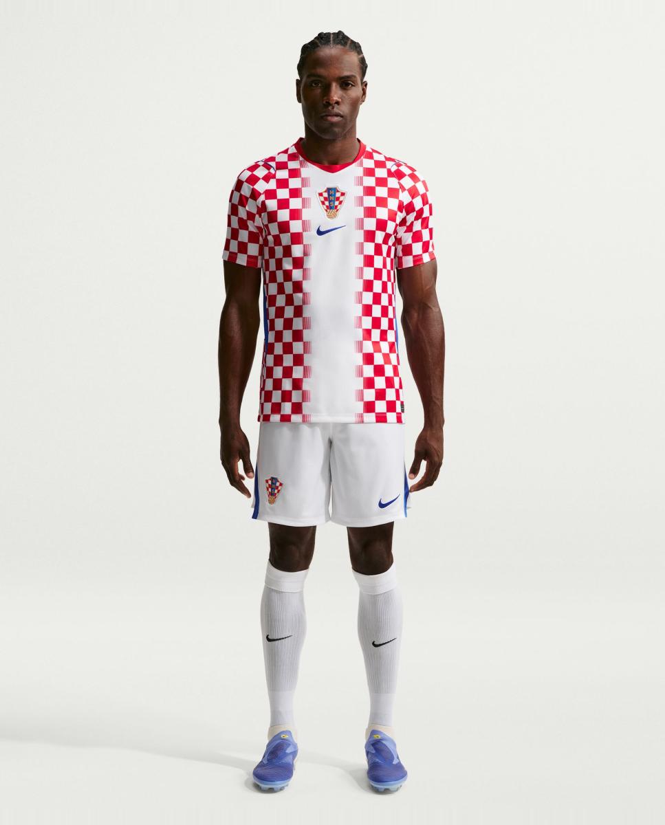 T-shirt de Homem 1.º Equipamento Croácia Mundial 2026 Stadium Branco / Vermelho-3