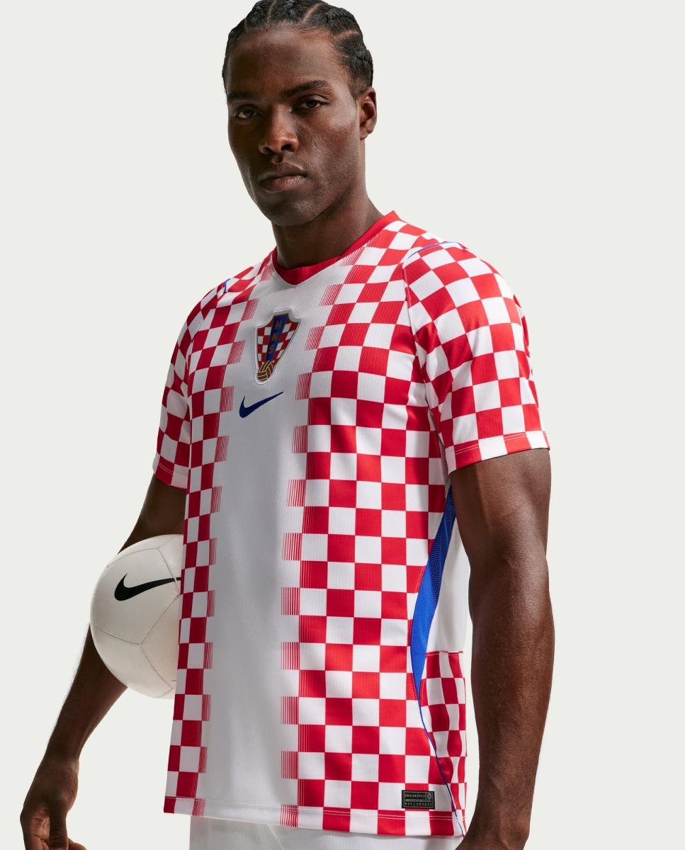 T-shirt de Homem 1.º Equipamento Croácia Mundial 2026 Stadium Branco / Vermelho-4