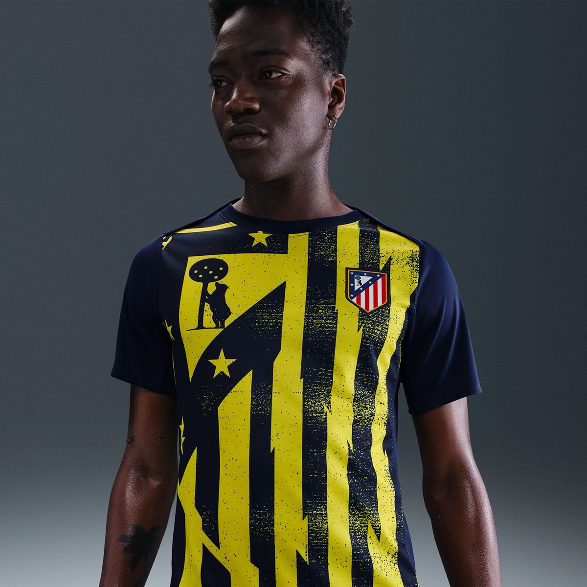 T-shirt de Homem Atlético de Madrid 2025-2026 Academy Azul / Amarelo-2