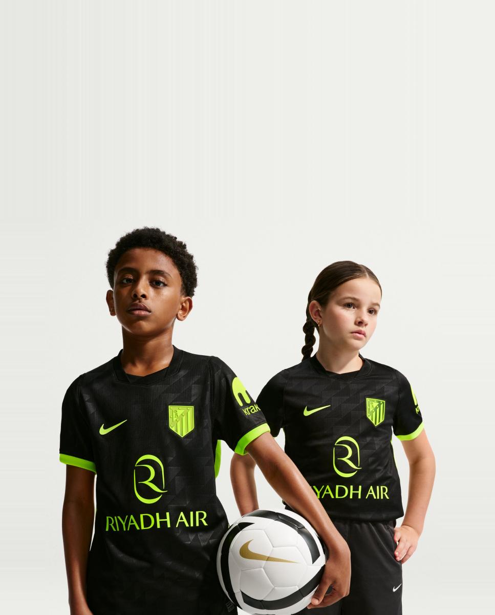 T-shirt de Criança 2.º Equipamento Atlético de Madrid 2026-2027 Stadium Preto-1