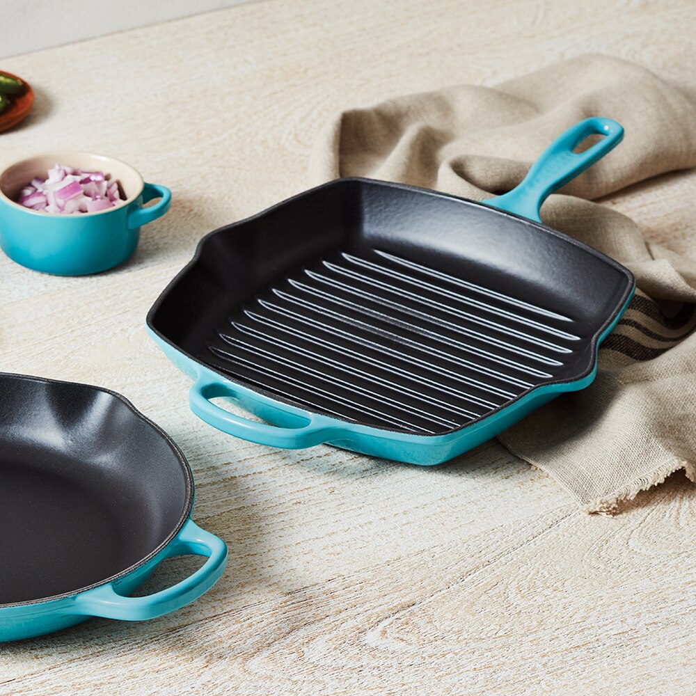 Imagen 3 de Sartén Skillet cuadrada de hierro fundido Le Creuset - Caribe Sartén de 26 cm Caribe