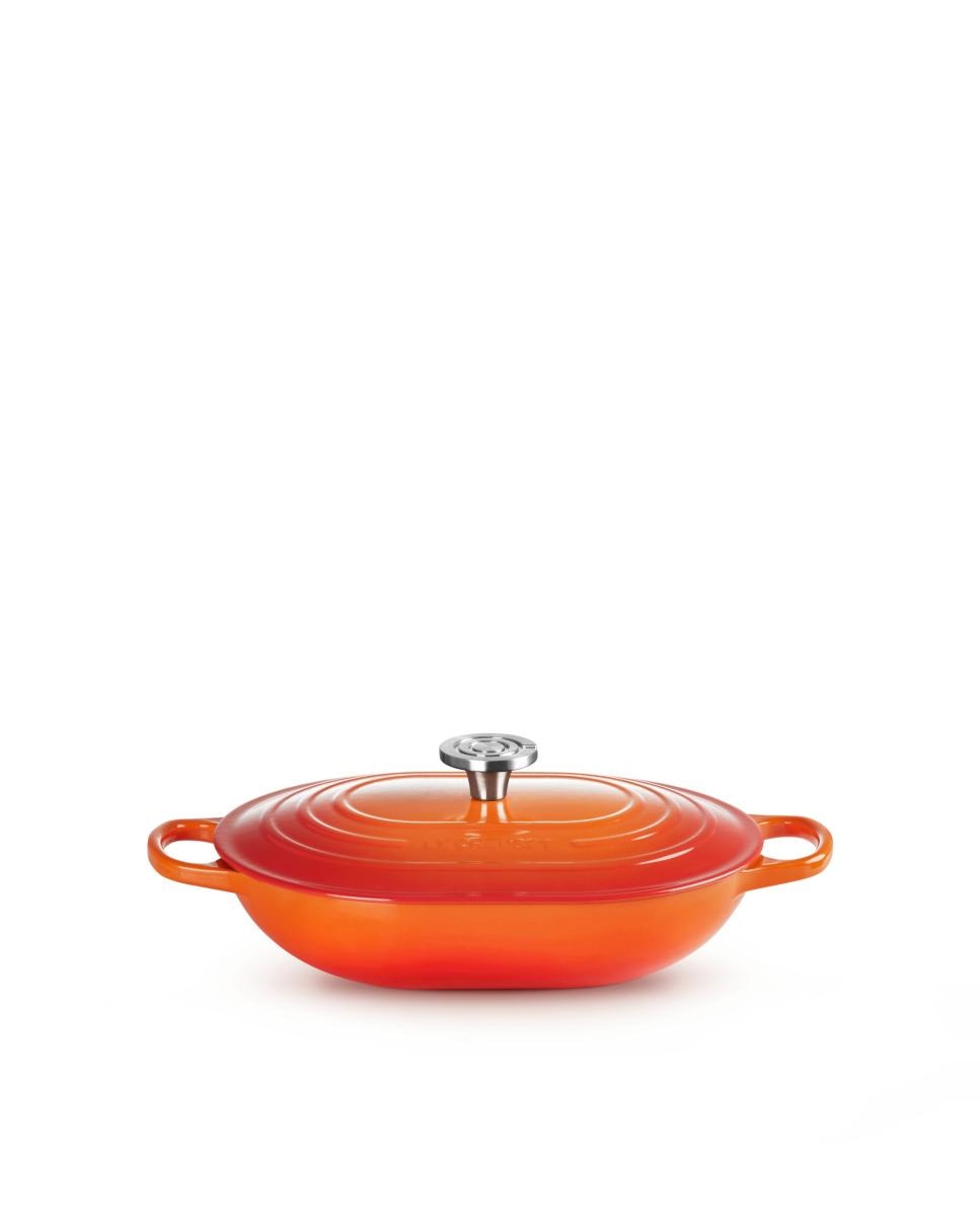 Cacerola oval baja de hierro fundido Le Creuset - Merengue Cacerola de 31 cm Volcánico-1