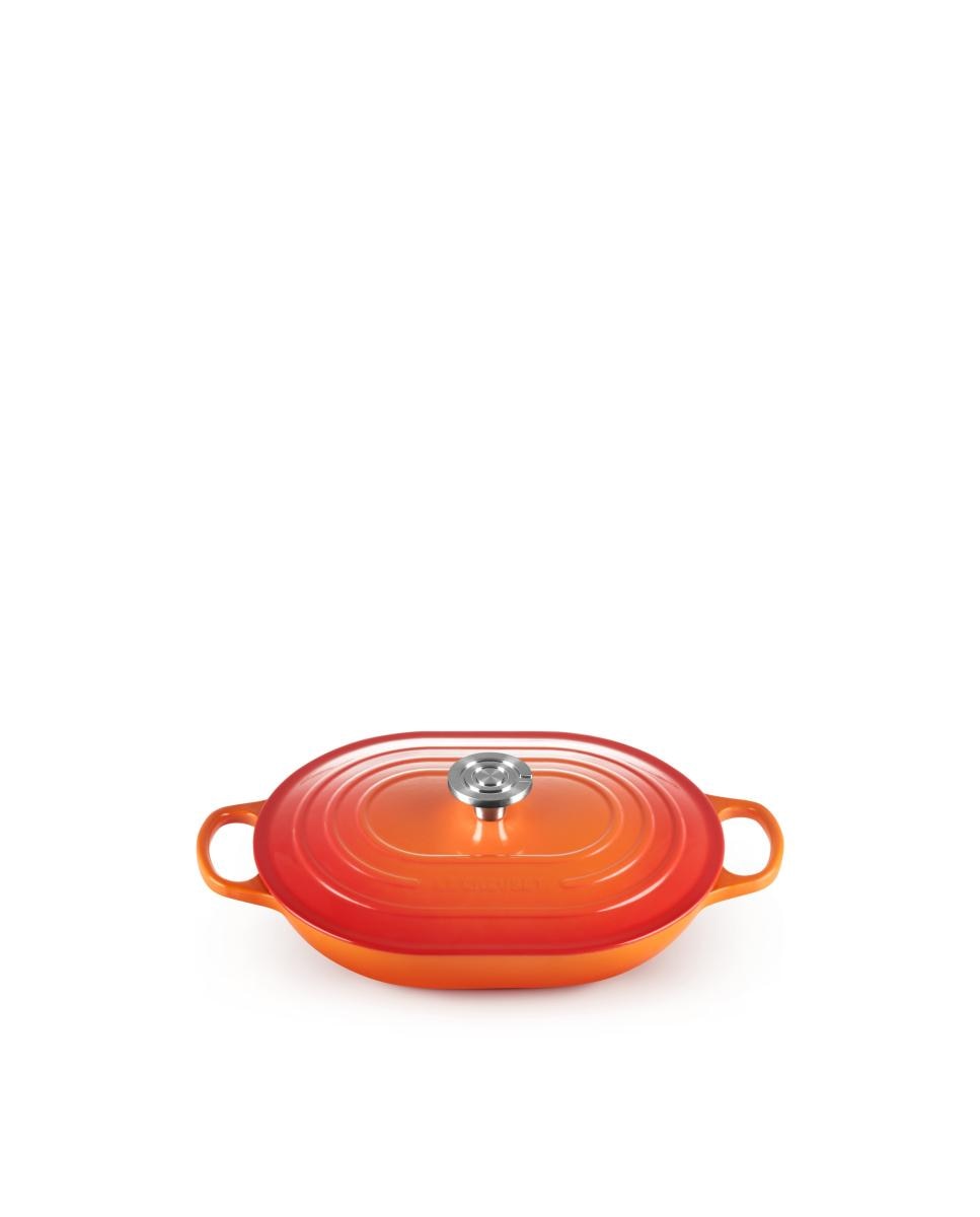 Cacerola oval baja de hierro fundido Le Creuset - Merengue Cacerola de 31 cm Volcánico-2