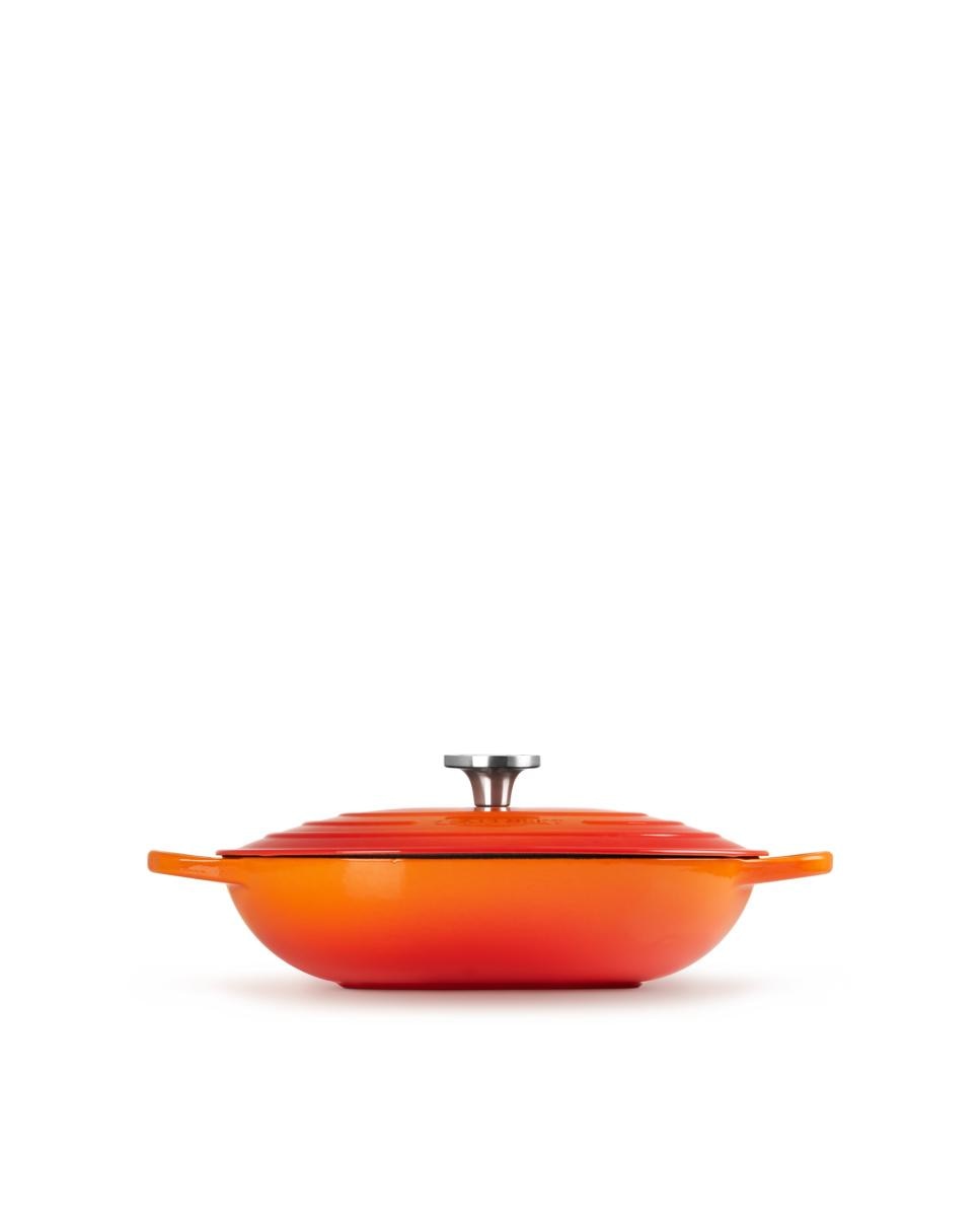 Cacerola oval baja de hierro fundido Le Creuset - Merengue Cacerola de 31 cm Volcánico-3