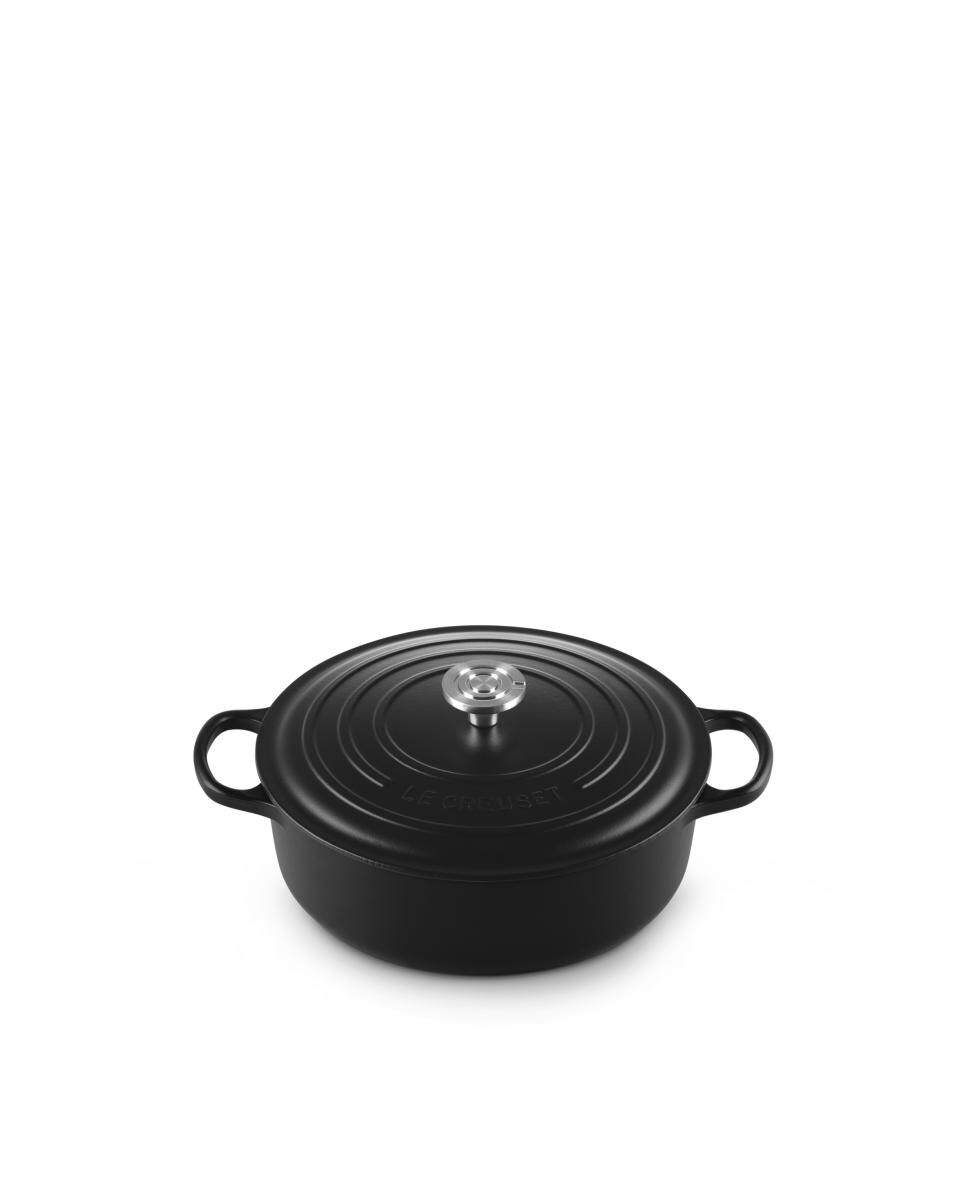 Imagen 2 de Cocotte redonda baja de hierro fundido Le Creuset - Negro mate 30 cm Negro mate