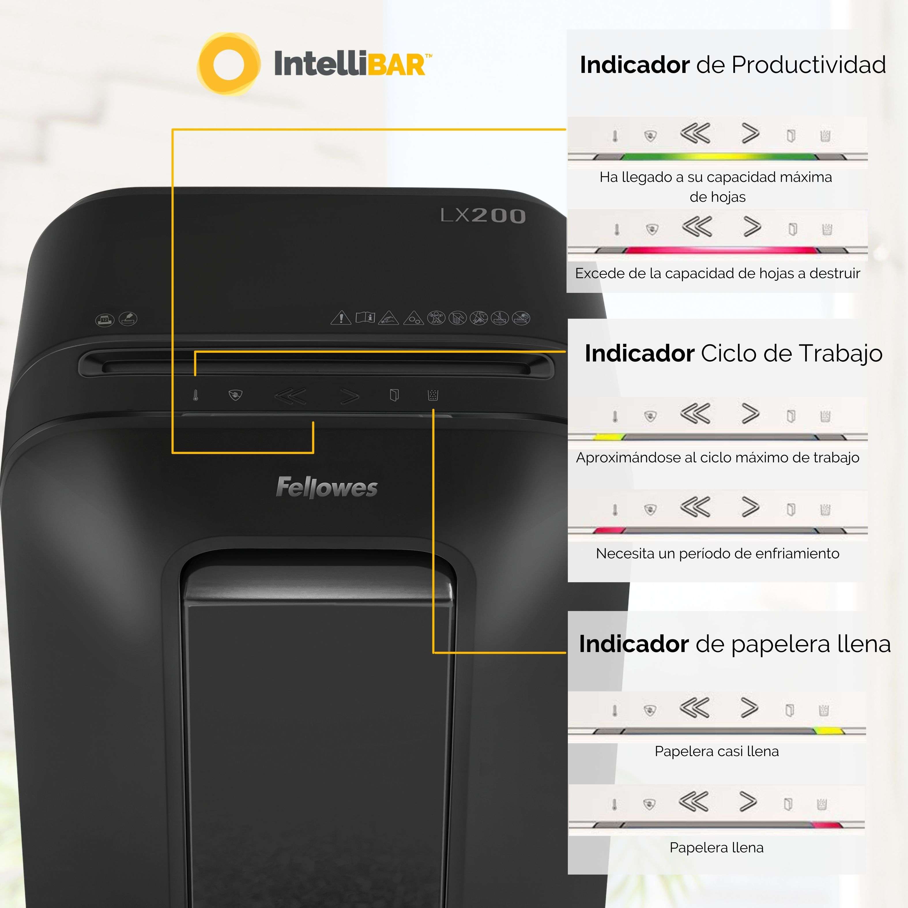 Destructora de papel Fellowes LX200 Minicorte 4x12mm destruye hasta 12 hojas Negro-6