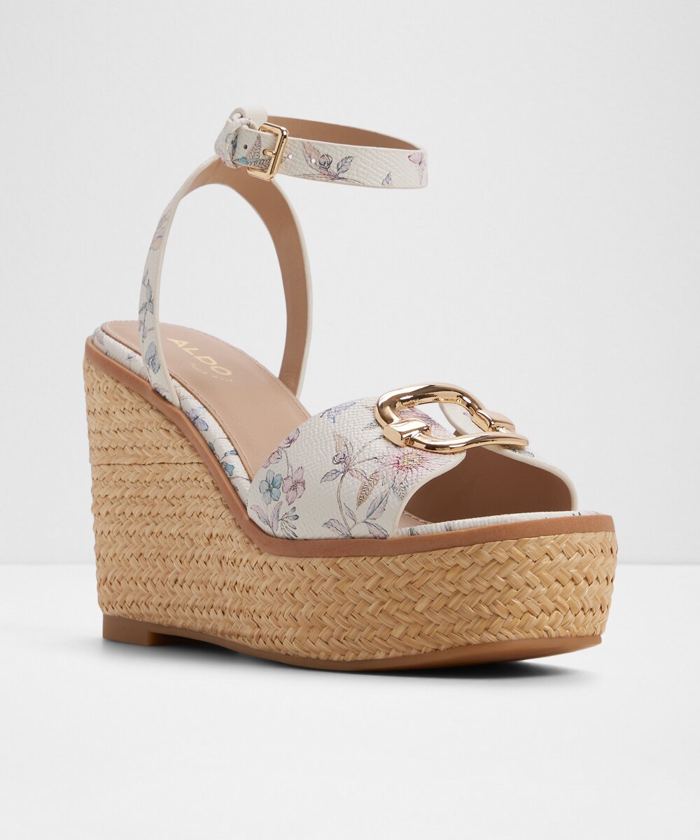Sandalias de cuña de mujer con punta cuadrada - Aldo - Beige Beige-4