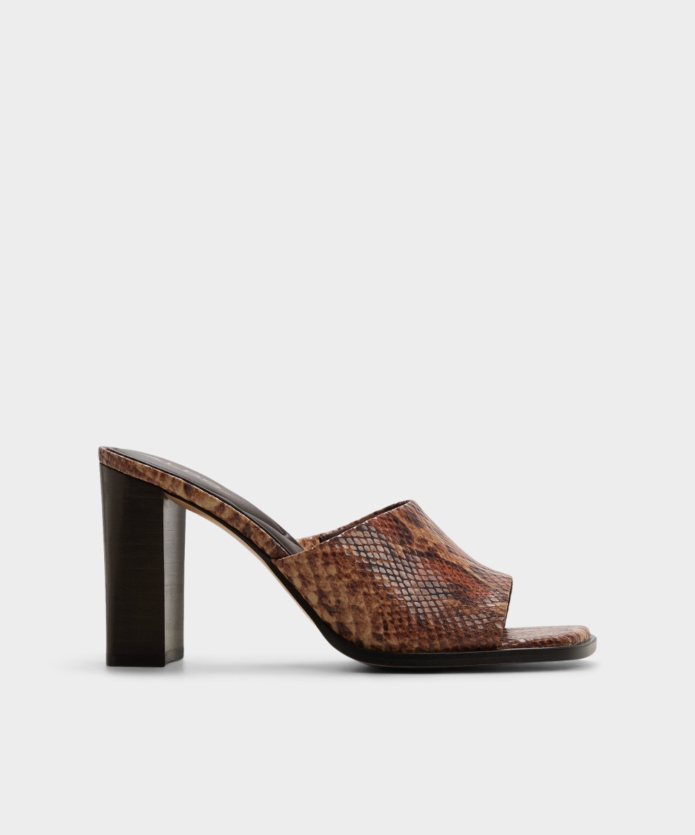 Mules de tacón de mujer con punta cuadrada - Aldo - Marrón Marrón-1