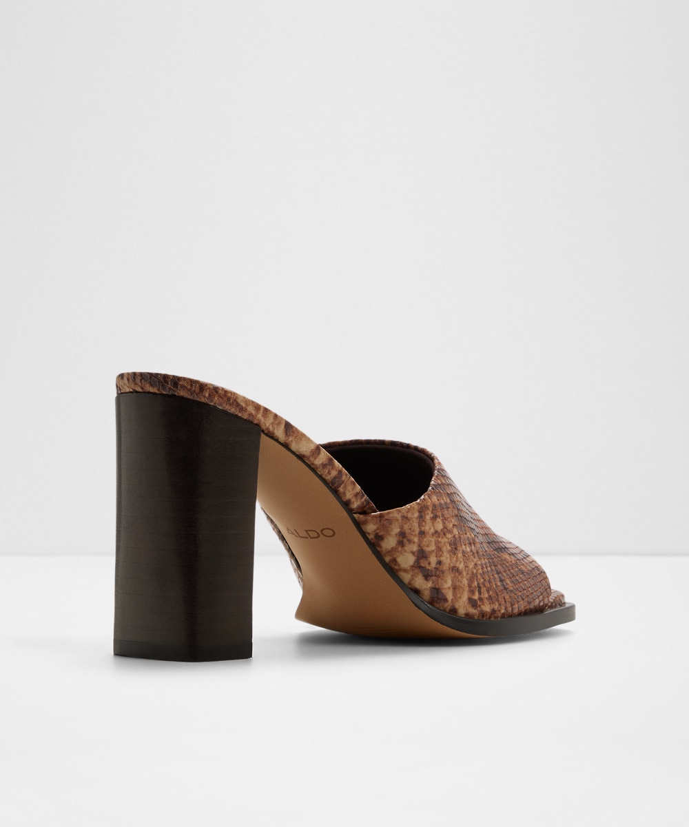 Mules de tacón de mujer con punta cuadrada - Aldo - Marrón Marrón-3