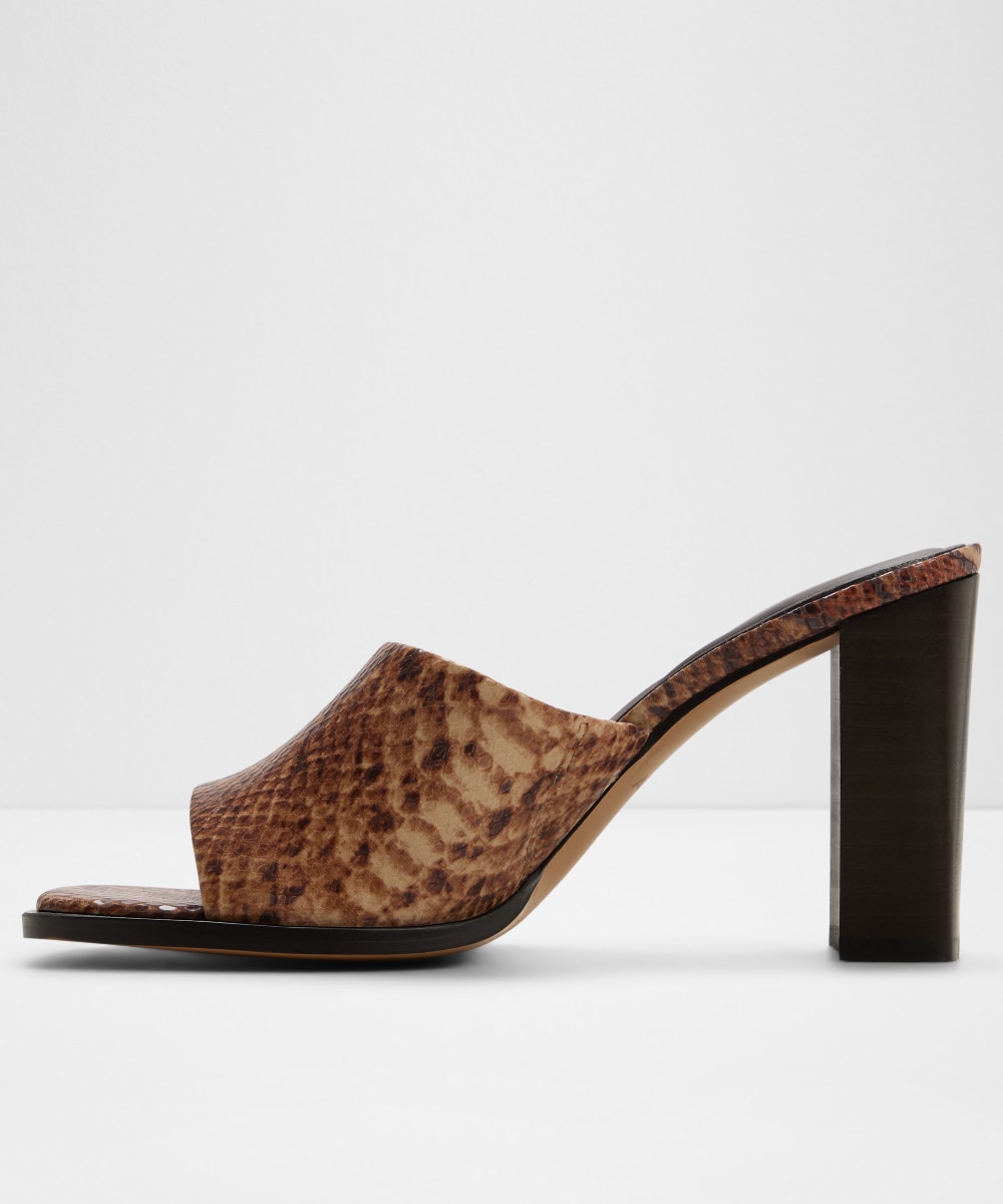 Mules de tacón de mujer con punta cuadrada - Aldo - Marrón Marrón-2