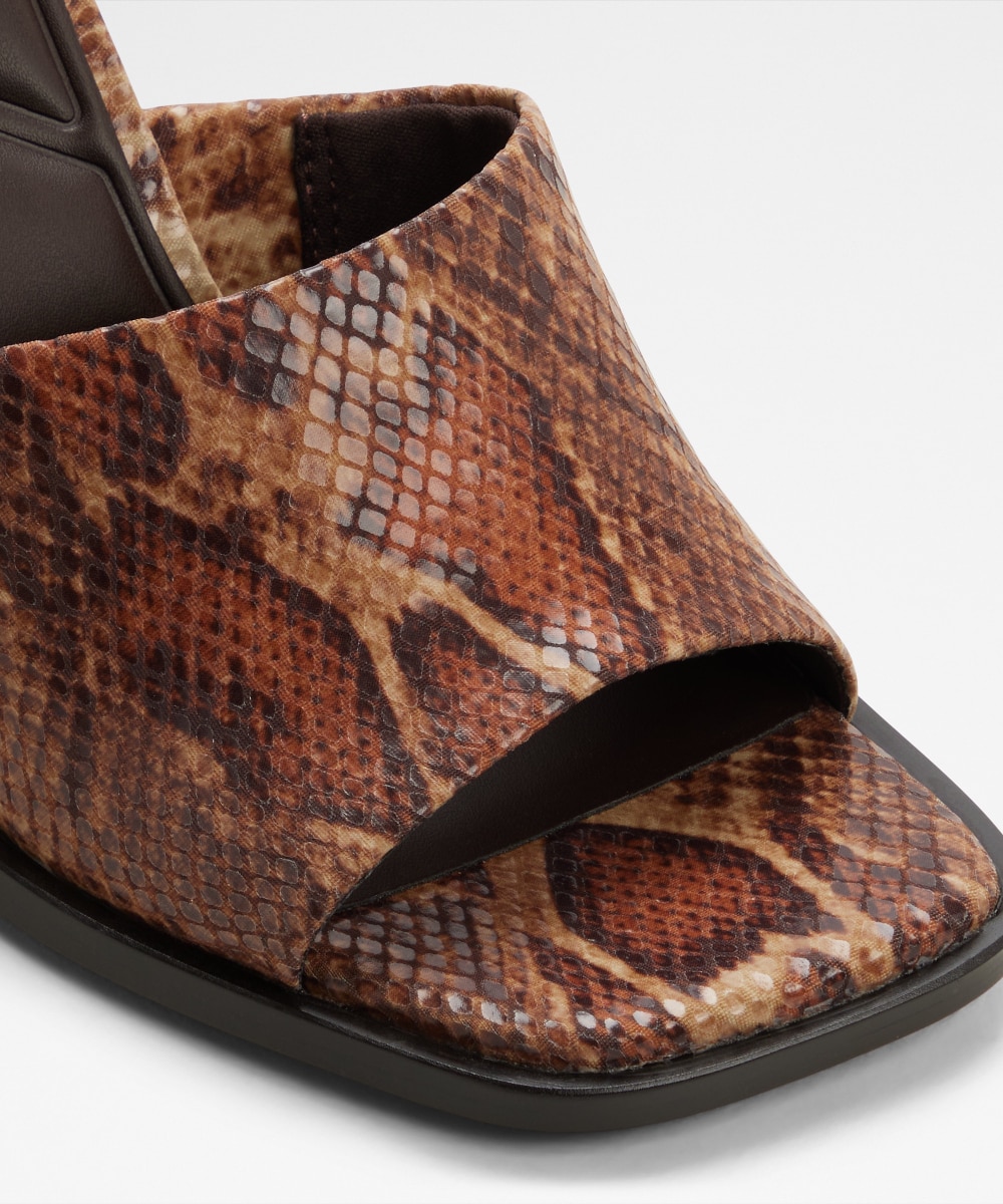 Mules de tacón de mujer con punta cuadrada - Aldo - Marrón Marrón-5