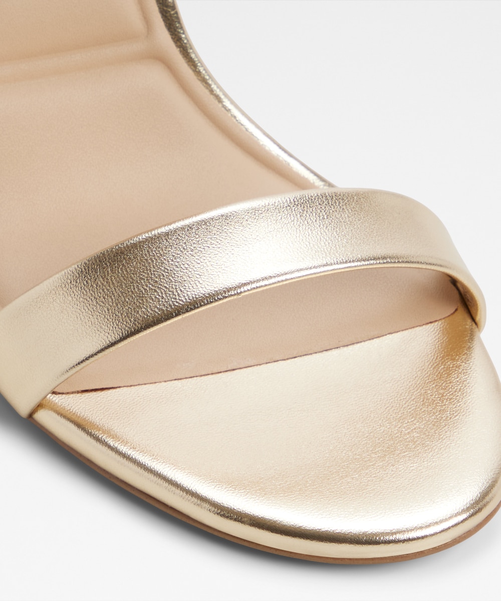 Sandalias de tacón de mujer con punta redonda - Oro Oro-5