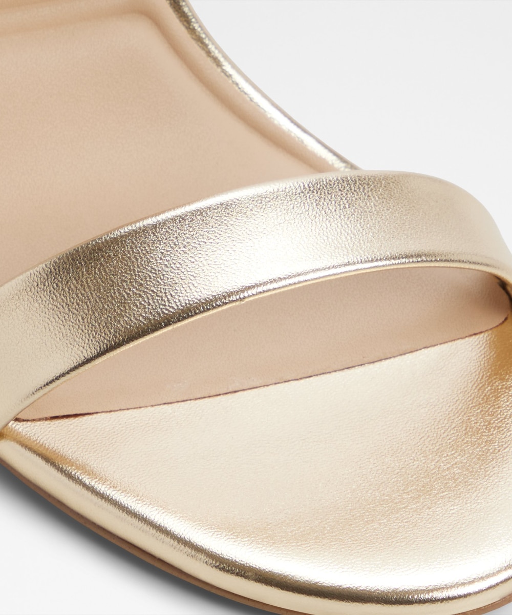 Sandalias de tacón de mujer con punta redonda - Oro Oro-7