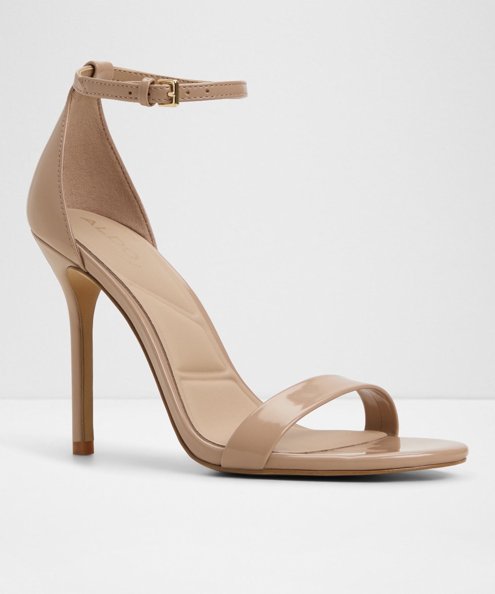 Sandalias de tacón de mujer con punta redonda - Beige Beige-4