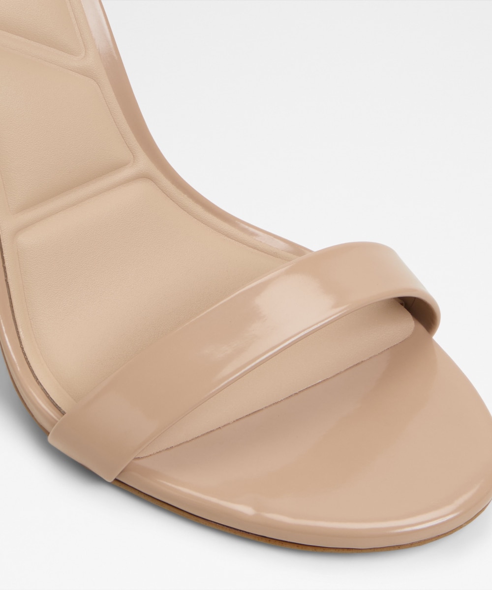 Sandalias de tacón de mujer con punta redonda - Beige Beige-5