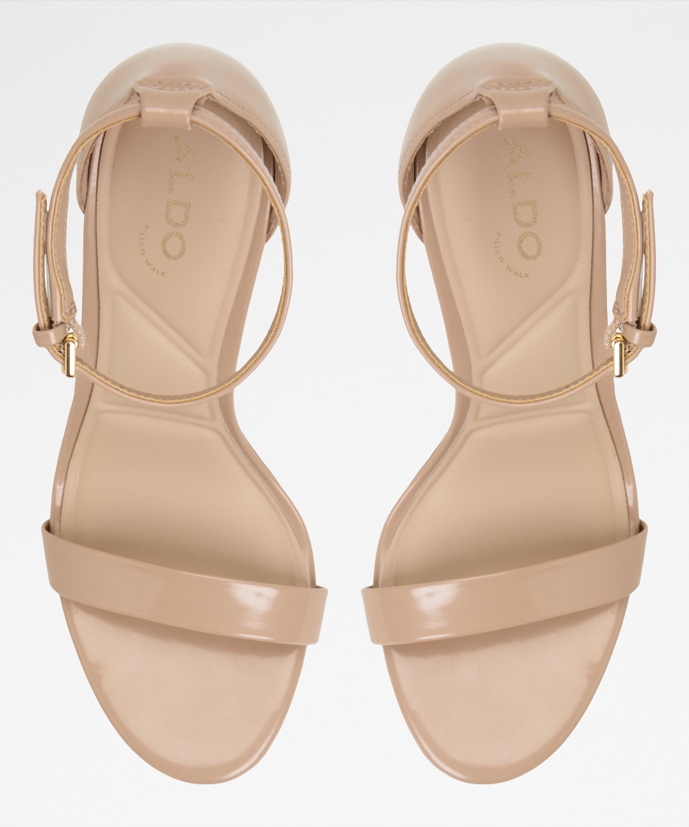Sandalias de tacón de mujer con punta redonda - Beige Beige-6
