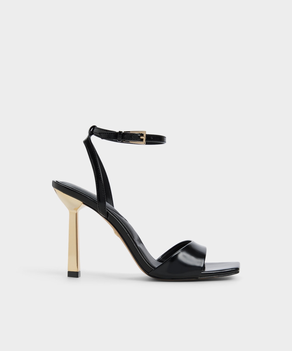 Sandalias de tacón de mujer con punta cuadrada - Aldo - Negro / Naranja Negro / Naranja-1