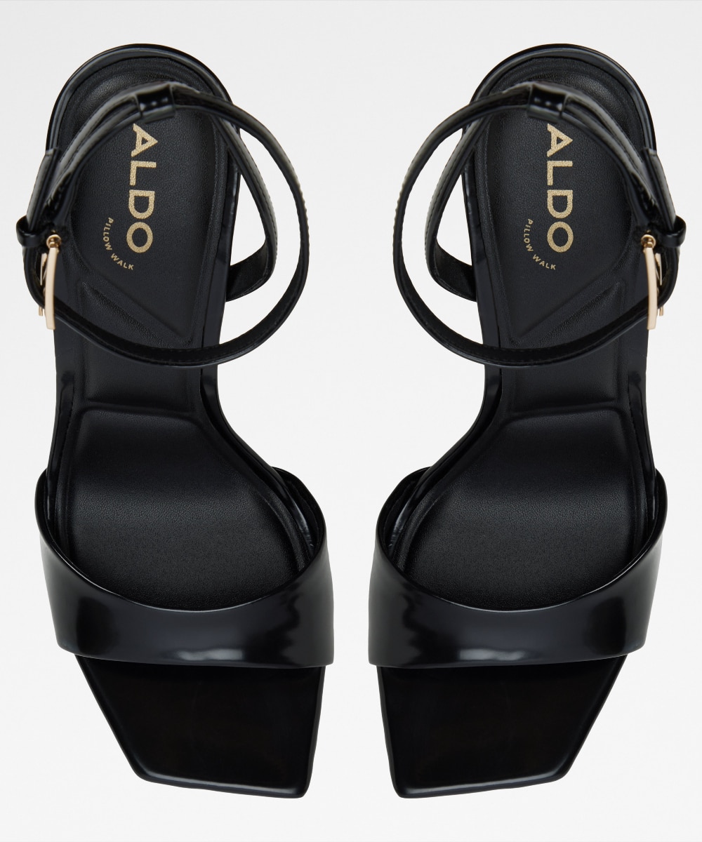 Sandalias de tacón de mujer con punta cuadrada - Aldo - Negro / Naranja Negro / Naranja-6