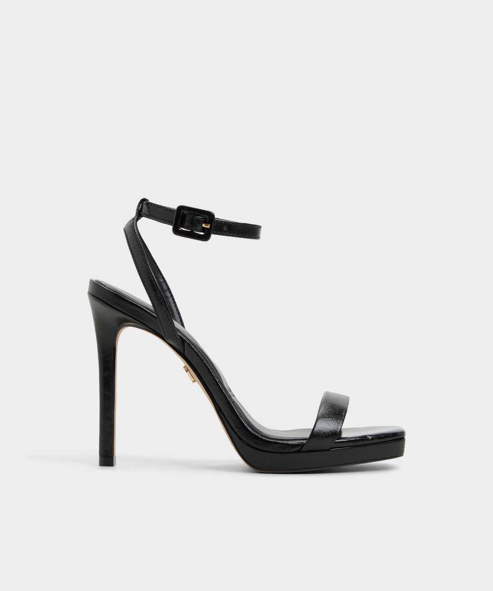 Imagen 0 de Sandalias de tacón de mujer con punta cuadrada Negro