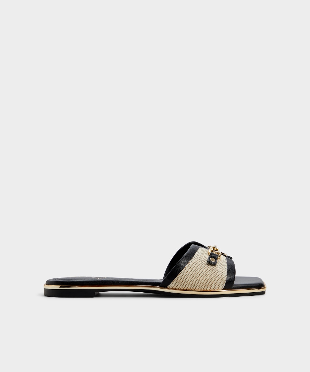 Sandalias planas de mujer con punta - Aldo - Negro / Natural Negro / Natural-1