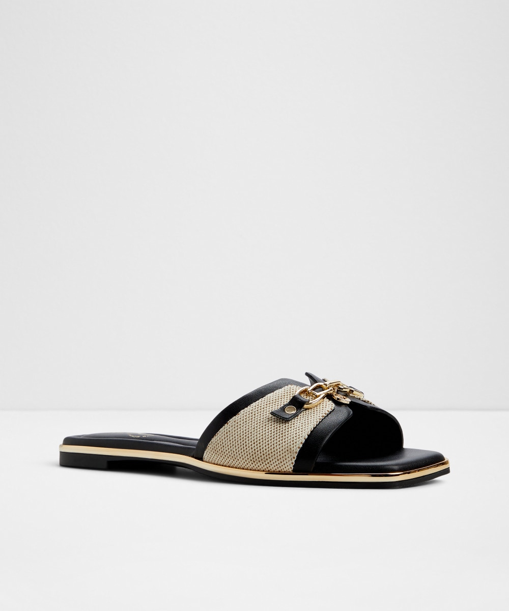 Sandalias planas de mujer con punta - Aldo - Negro / Natural Negro / Natural-4