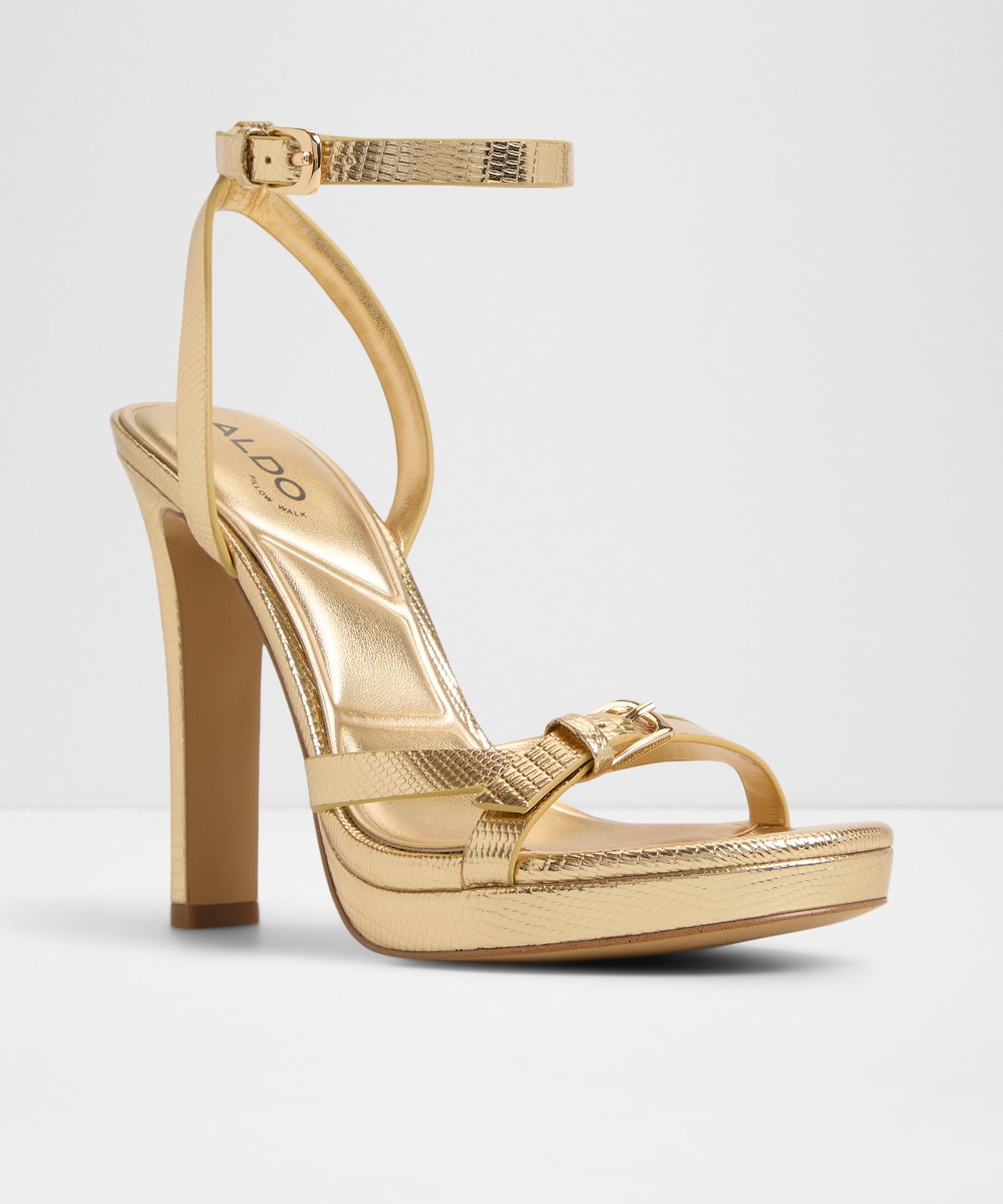 Sandalias de tacón de mujer con punta redonda - Aldo - Oro Oro-4
