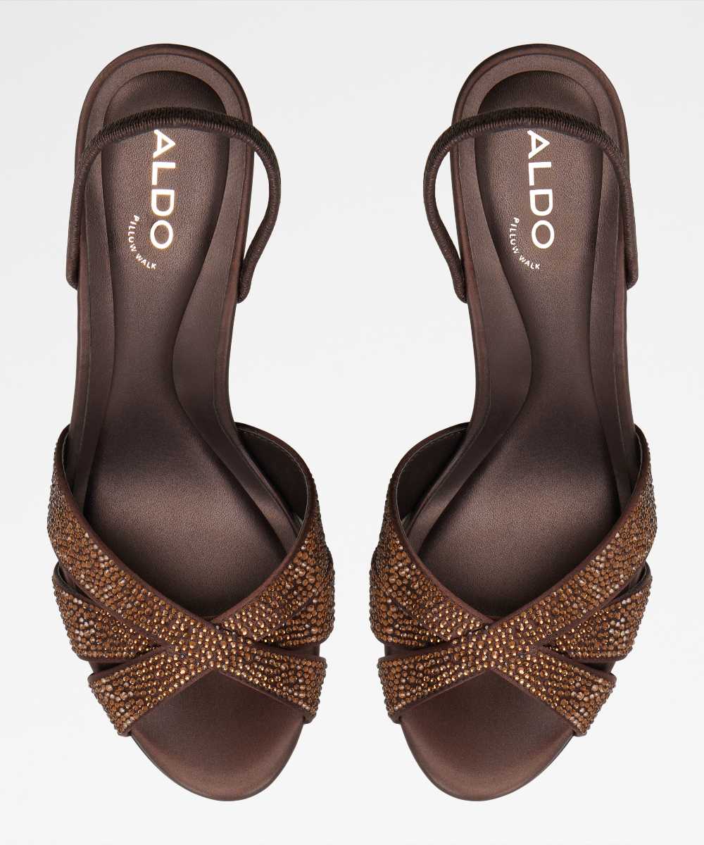 Sandalias de tacón de mujer con punta redonda - Aldo - Marrón Marrón-6
